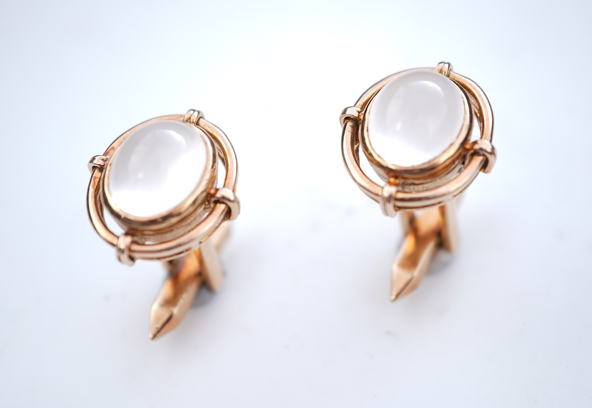 A pair of moonstone cufflinks